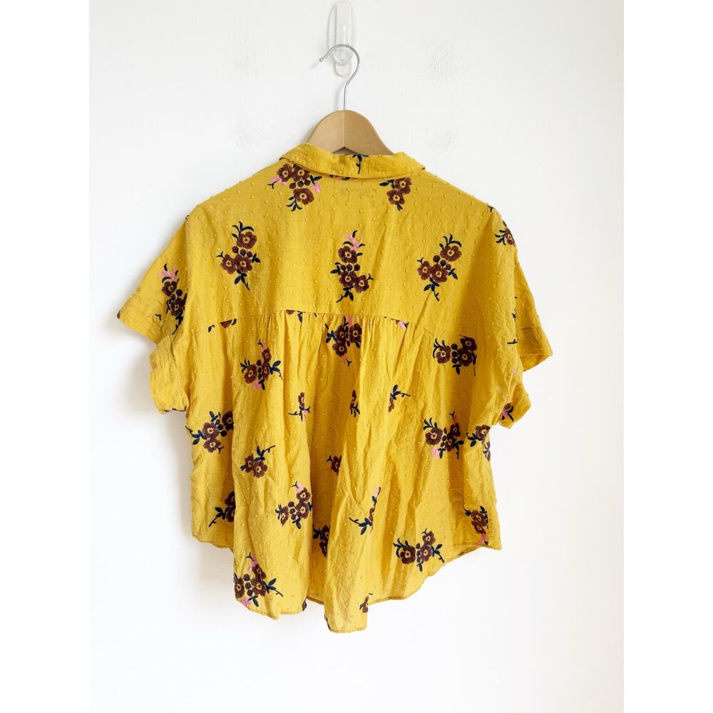 Madewell Embroidered Hilltop Shirt Floral Yellow Gold Large - Picture 4 of 5